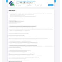 Millennium Heights Medical Complex (Saint Lucia) - Legal Officer/ Board Secretary